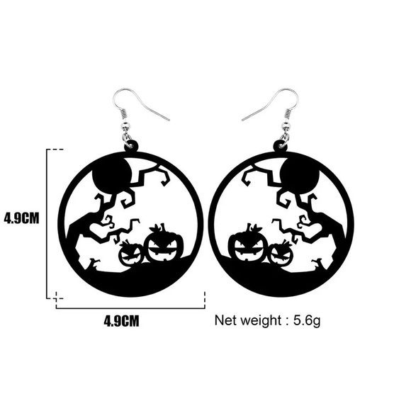 Pumpkin Scene Acrylic Earrings - Picture 4 of 4